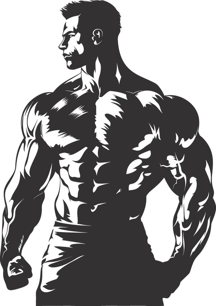 ai généré silhouette la musculation fléchissement corps muscle noir Couleur seulement vecteur