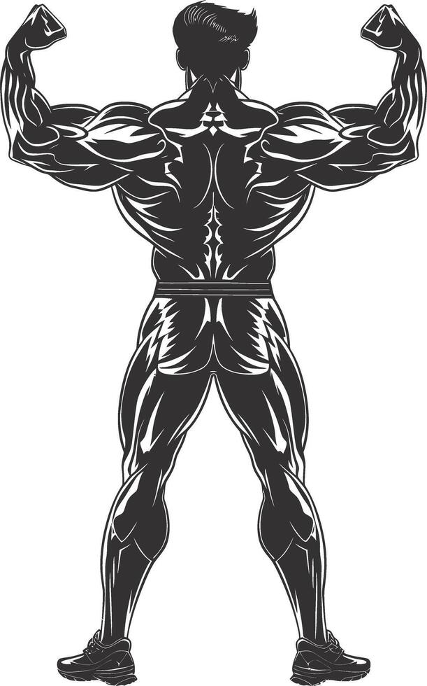 ai généré silhouette la musculation fléchissement corps muscle noir Couleur seulement vecteur