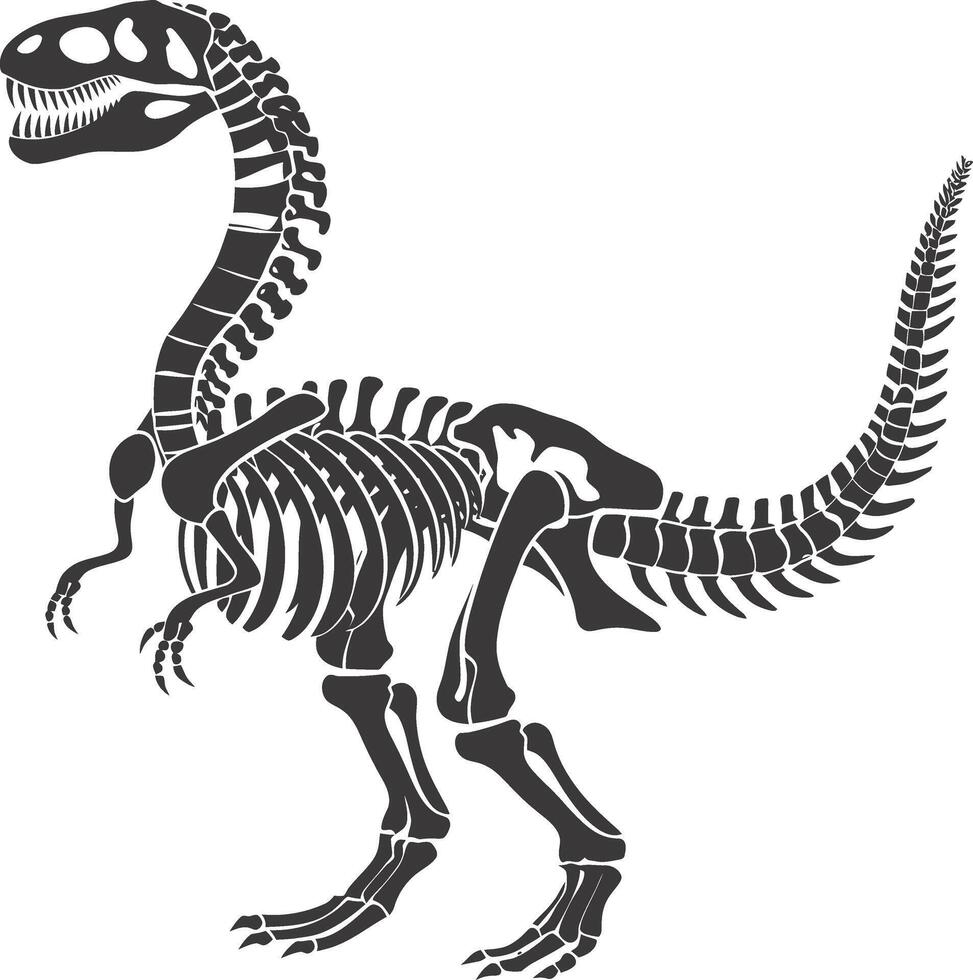 ai généré silhouette dinosaure squelette noir Couleur seulement vecteur