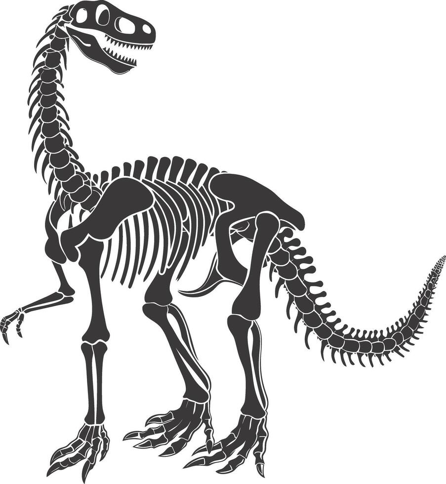 ai généré silhouette dinosaure squelette noir Couleur seulement vecteur