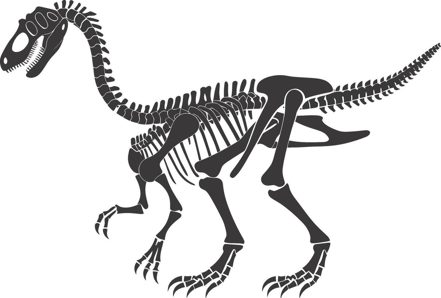 ai généré silhouette dinosaure squelette noir Couleur seulement vecteur