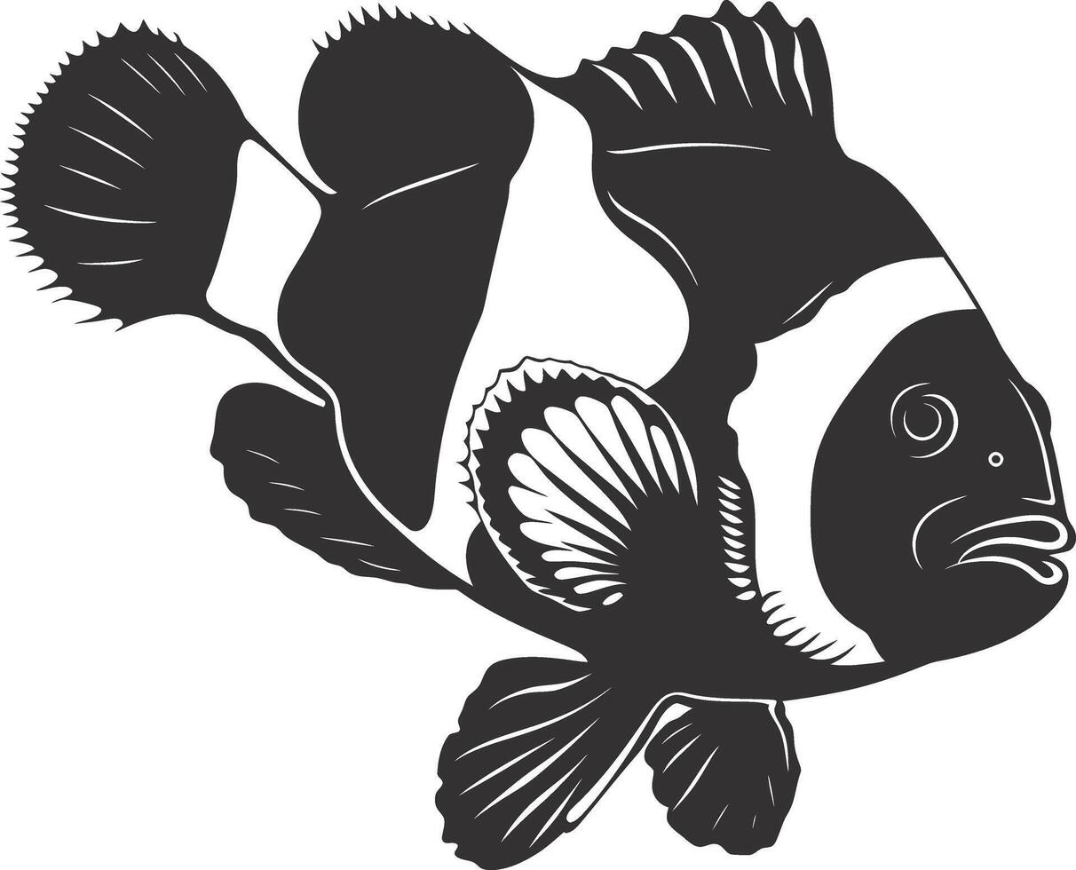 ai généré silhouette poisson clown noir Couleur seulement plein corps vecteur