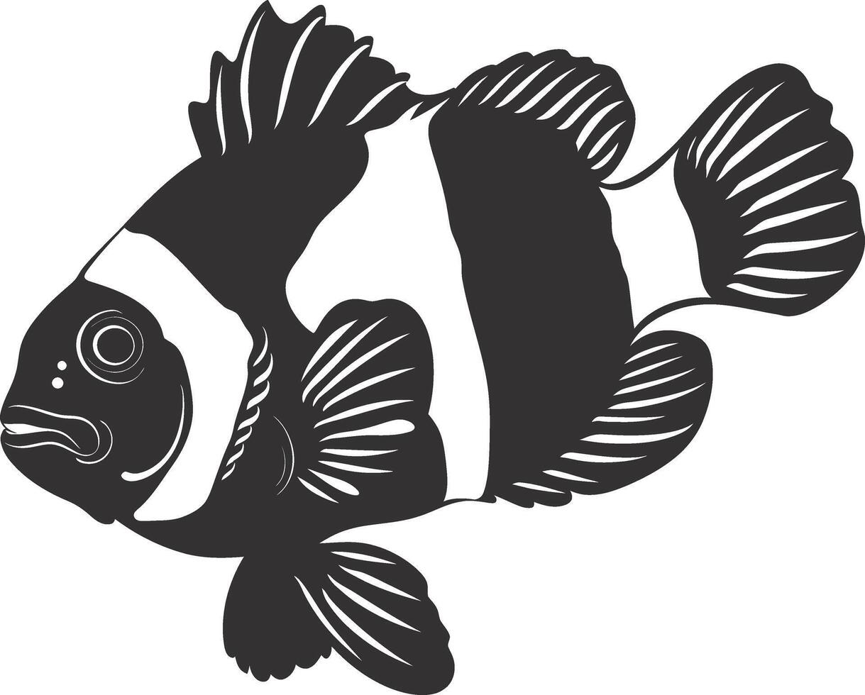 ai généré silhouette poisson clown noir Couleur seulement plein corps vecteur