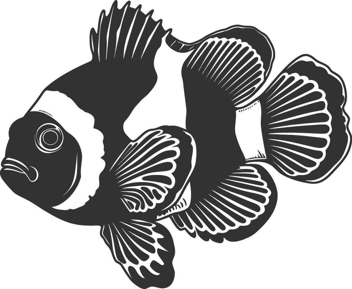 ai généré silhouette poisson clown noir Couleur seulement plein corps vecteur