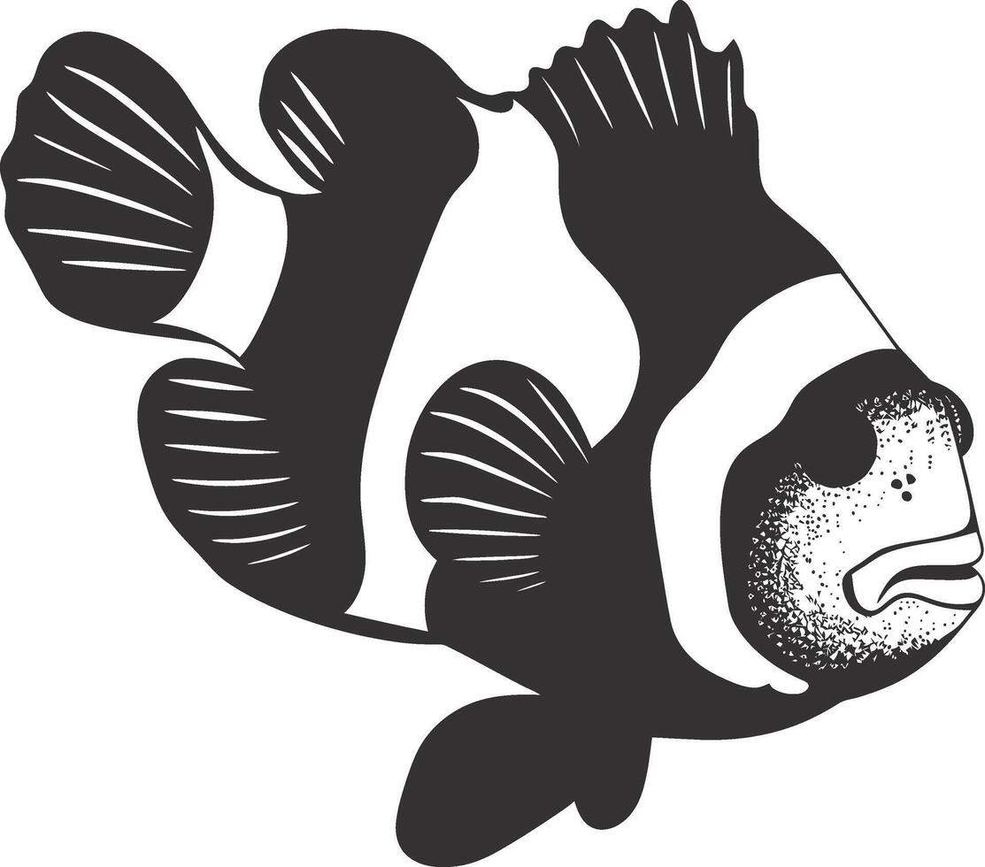 ai généré silhouette poisson clown noir Couleur seulement plein corps vecteur