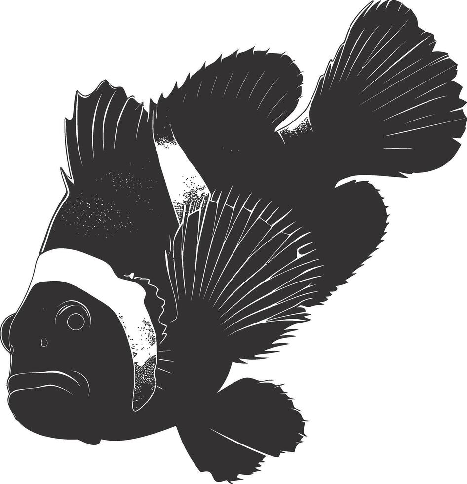 ai généré silhouette poisson clown noir Couleur seulement plein corps vecteur