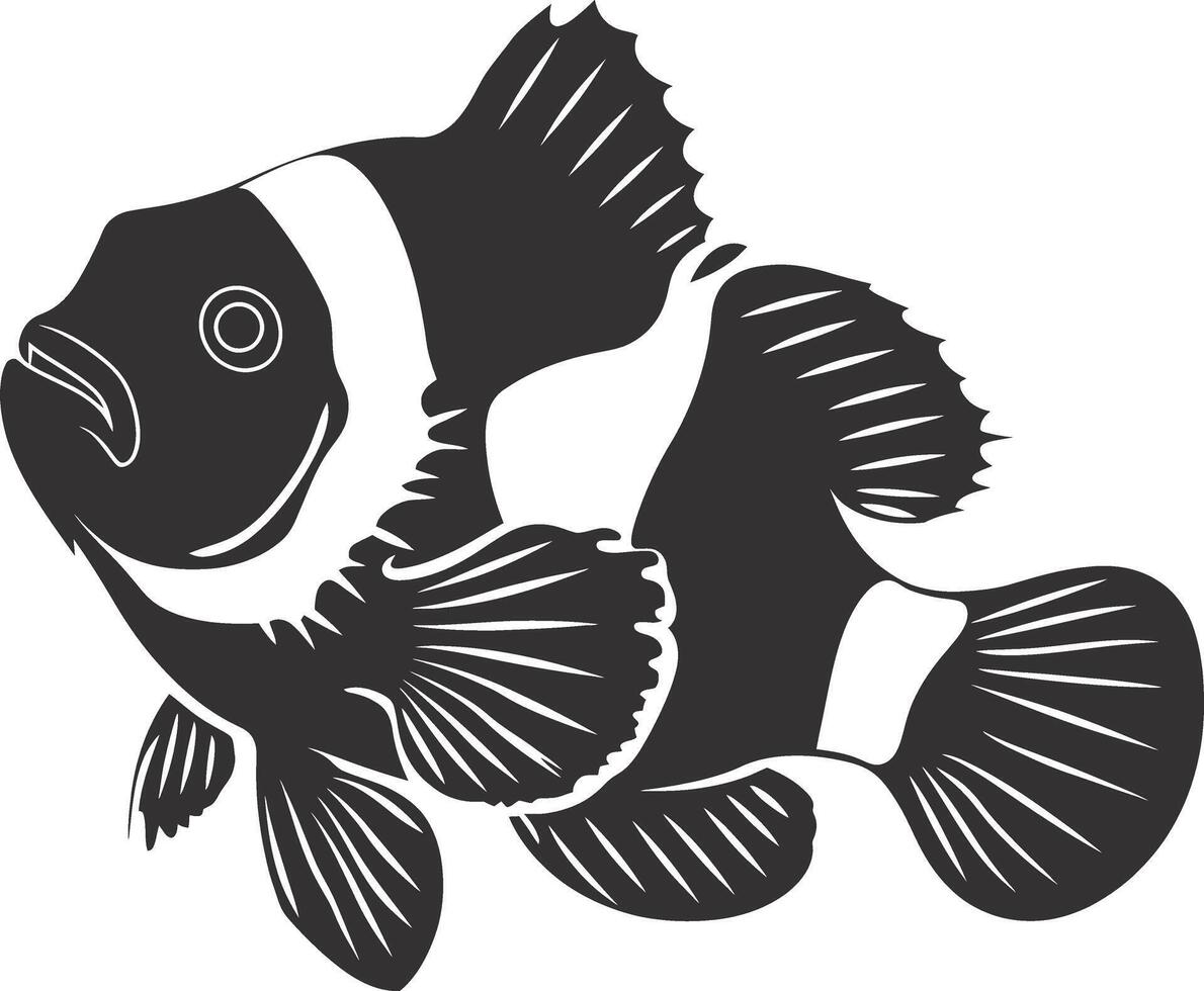 ai généré silhouette poisson clown noir Couleur seulement plein corps vecteur