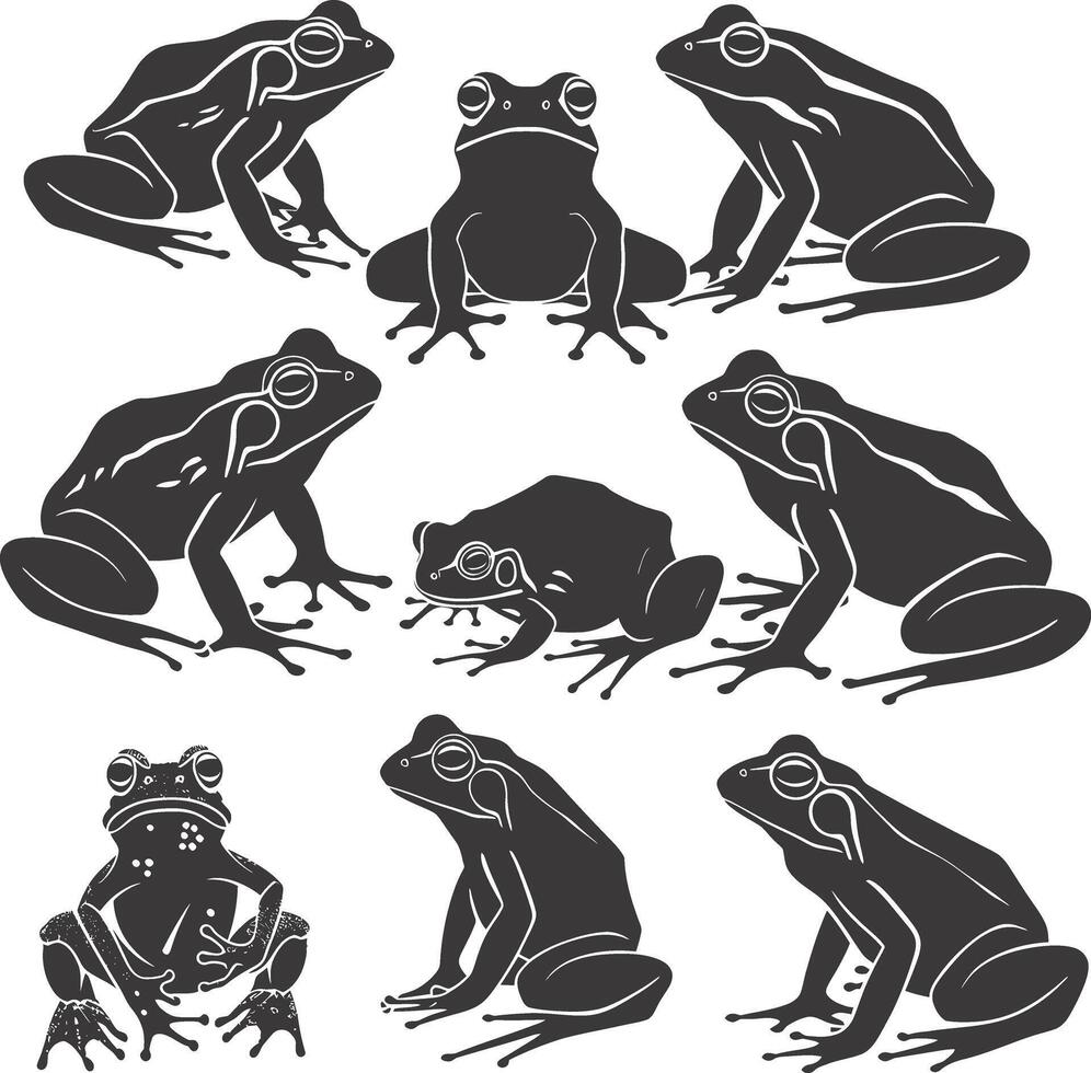 ai généré silhouette grenouille noir Couleur seulement plein corps vecteur