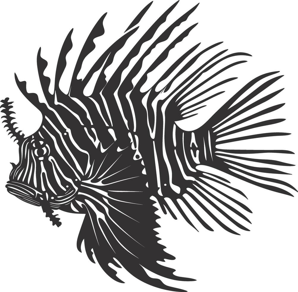 ai généré silhouette poisson-lion noir Couleur seulement plein corps vecteur