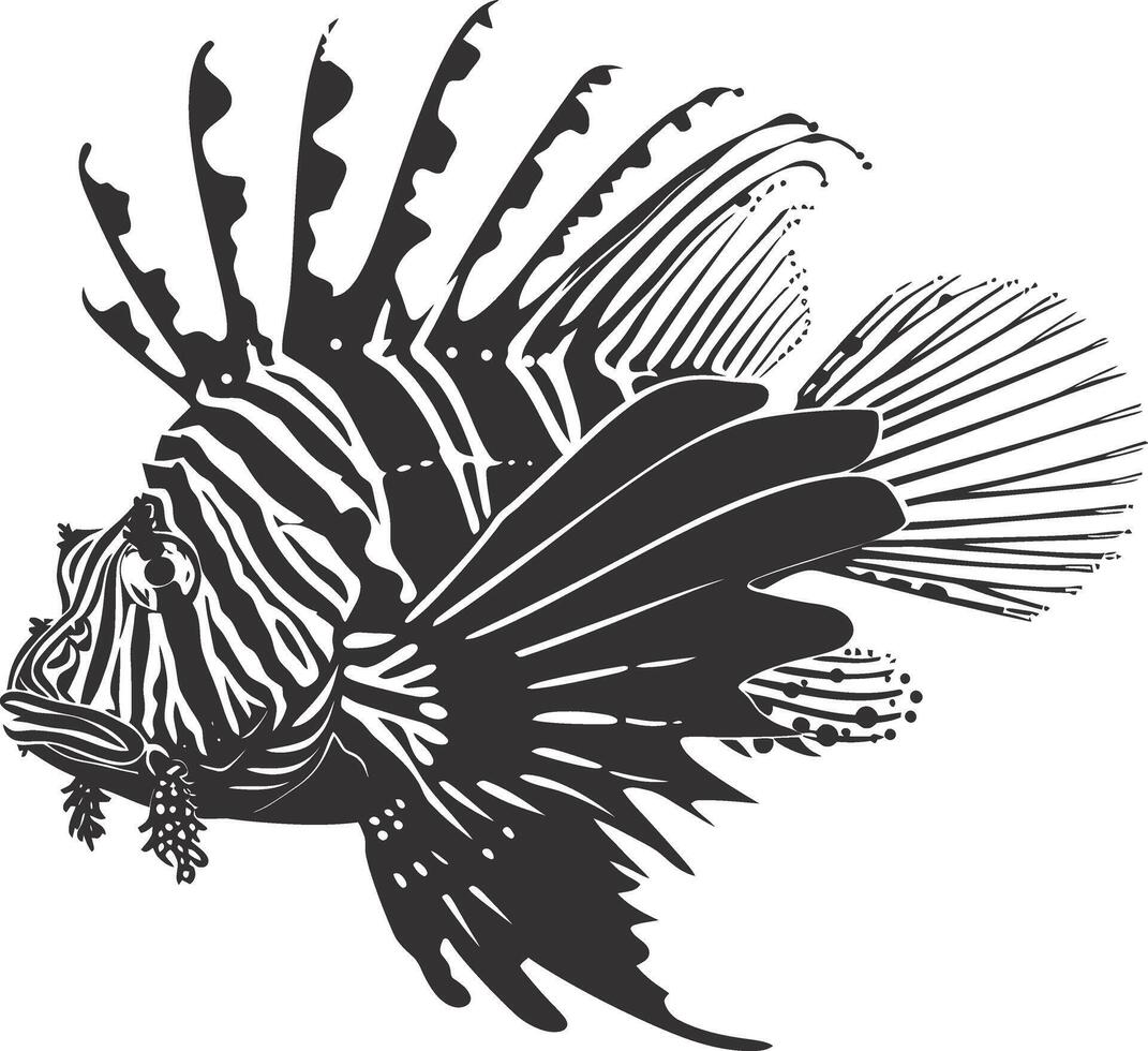 ai généré silhouette poisson-lion noir Couleur seulement plein corps vecteur