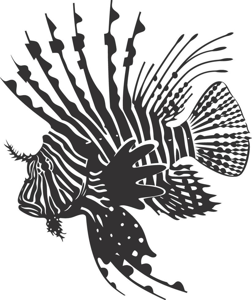 ai généré silhouette poisson-lion noir Couleur seulement plein corps vecteur