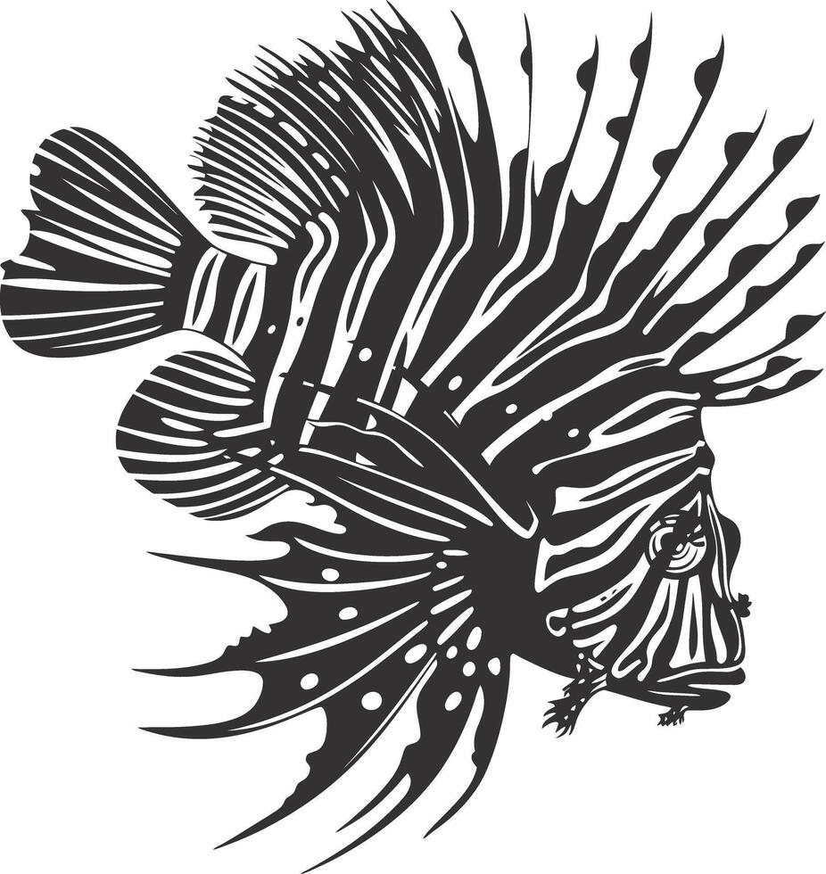 ai généré silhouette poisson-lion noir Couleur seulement plein corps vecteur