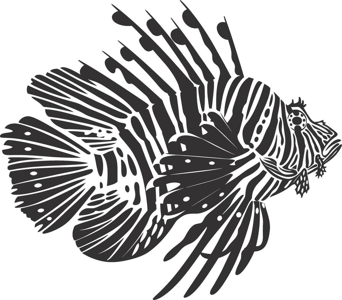 ai généré silhouette poisson-lion noir Couleur seulement plein corps vecteur