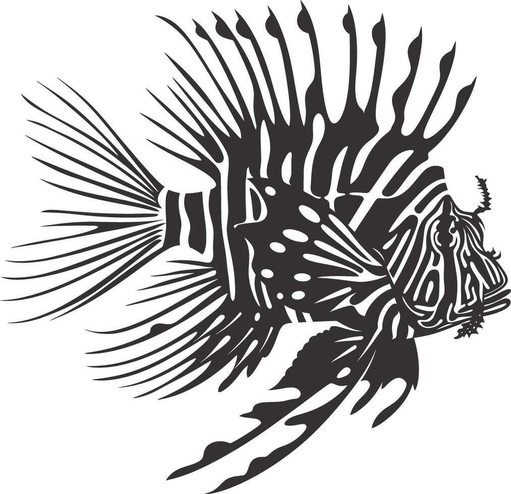 ai généré silhouette poisson-lion noir Couleur seulement plein corps vecteur