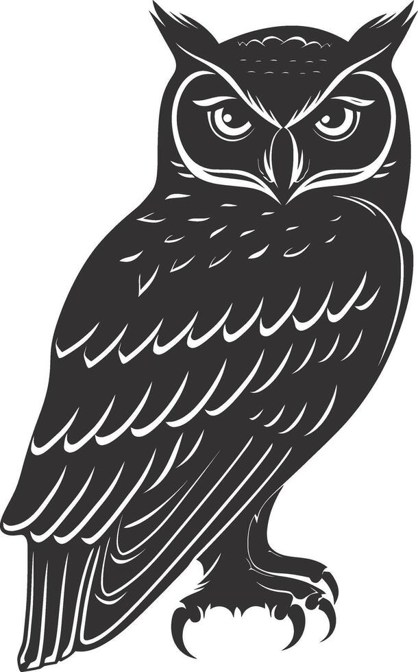 ai généré silhouette hibou animal noir Couleur seulement plein corps vecteur