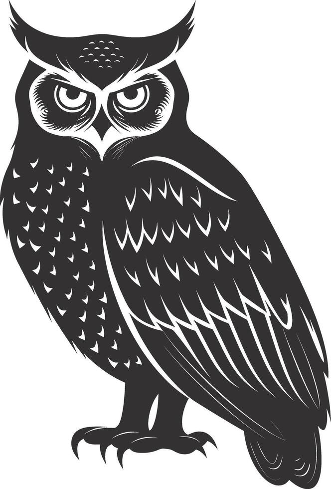 ai généré silhouette hibou animal noir Couleur seulement plein corps vecteur