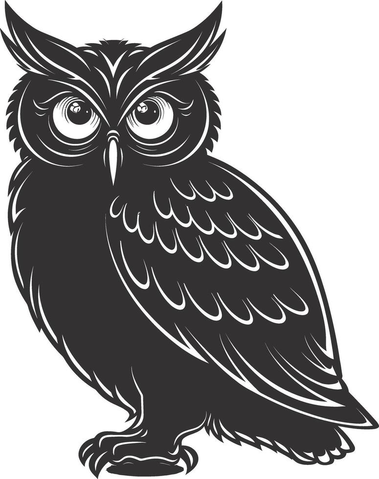 ai généré silhouette hibou animal noir Couleur seulement plein corps vecteur