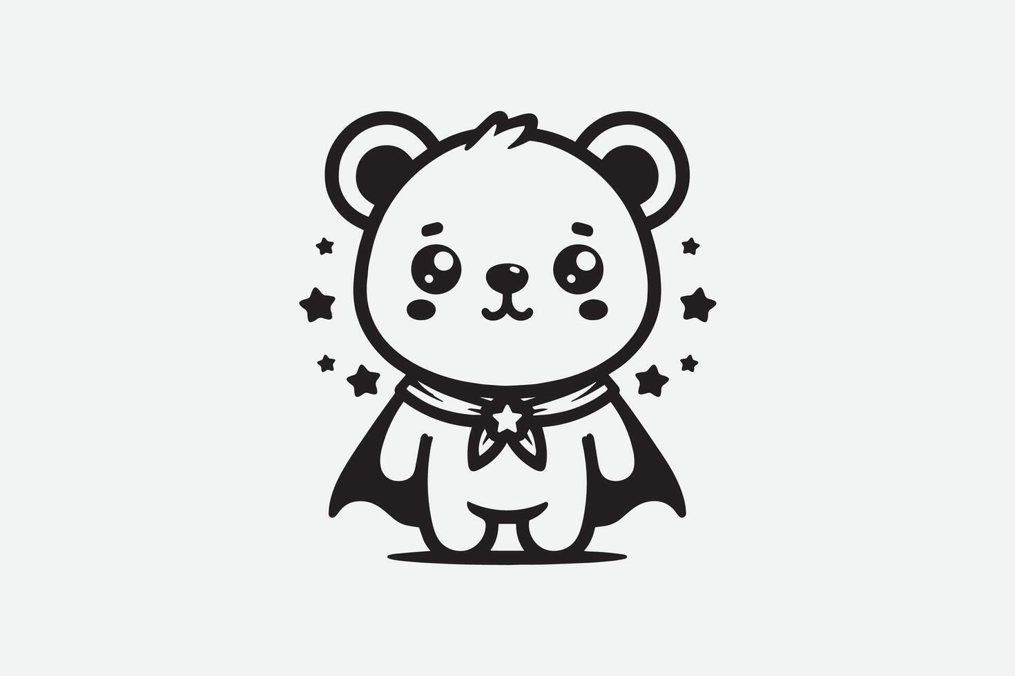 mignonne bébé ours portant super-héros manteau mascotte logo vecteur