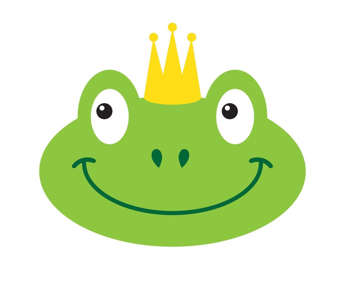 vecteur plat vert Princesse grenouille visage dans couronne