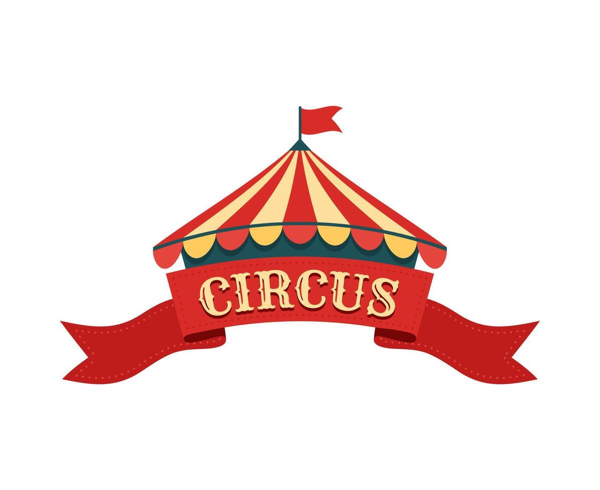rétro tente cirque signe avec coloré chapiteau vecteur