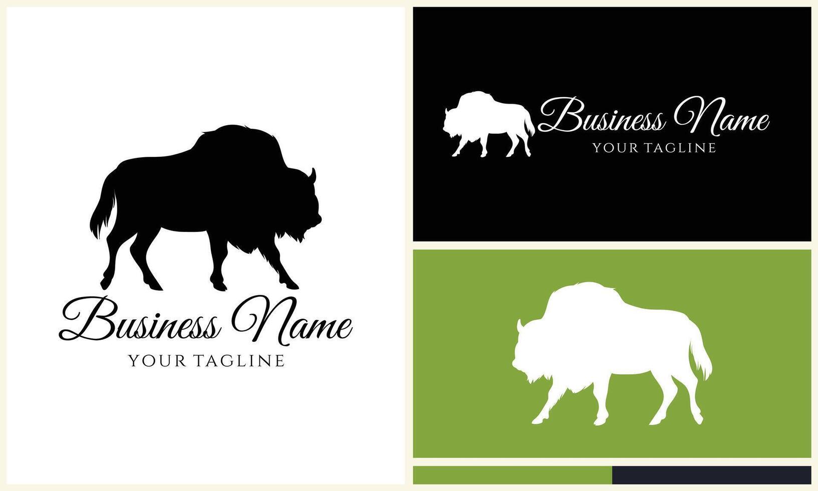 silhouette buffle taureau bison logo vecteur