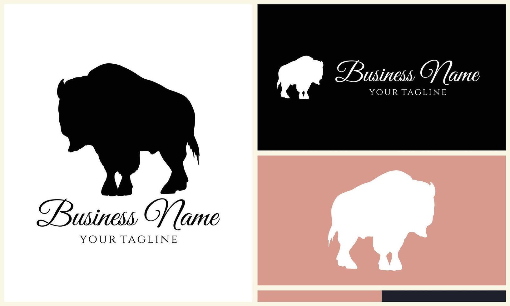 silhouette buffle taureau bison logo vecteur