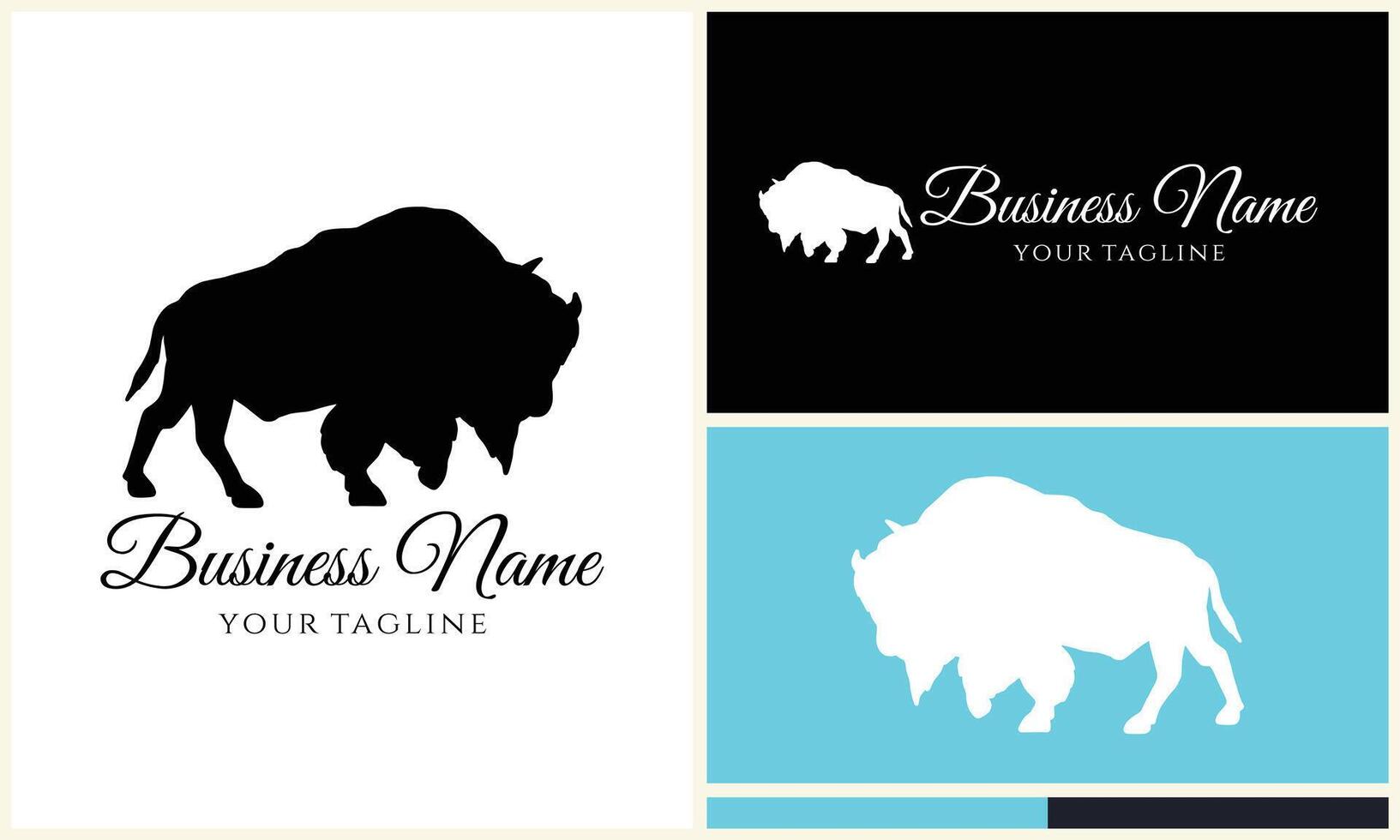 silhouette buffle taureau bison logo vecteur