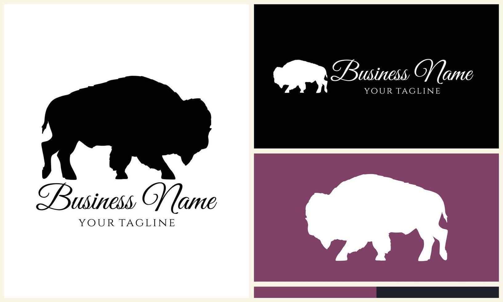 silhouette buffle taureau bison logo vecteur