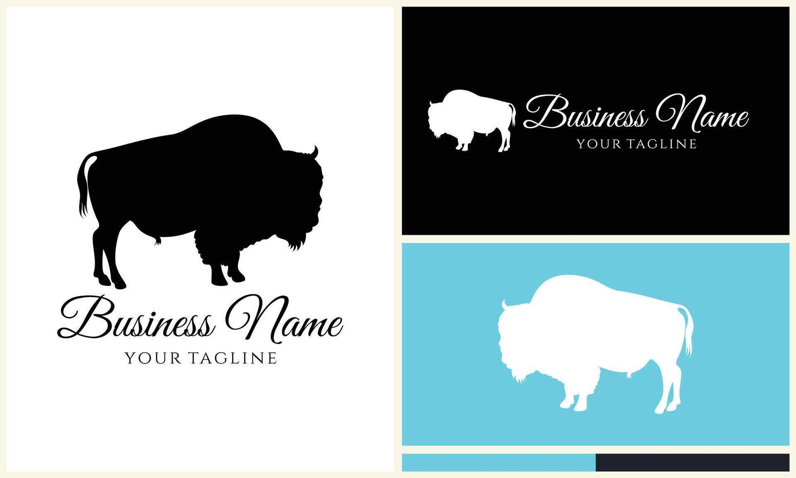 silhouette buffle taureau bison logo vecteur