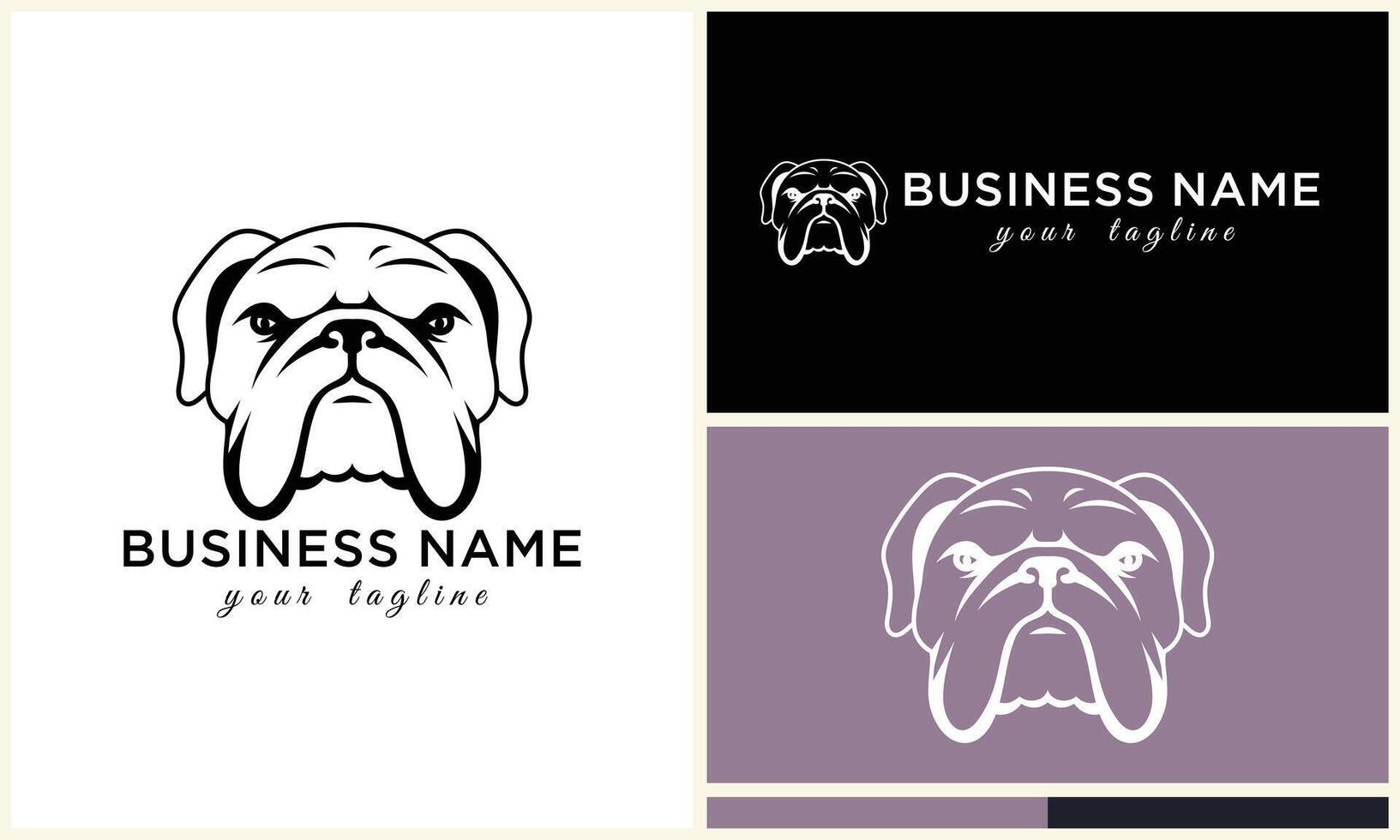 ligne tête bouledogue logo modèle vecteur