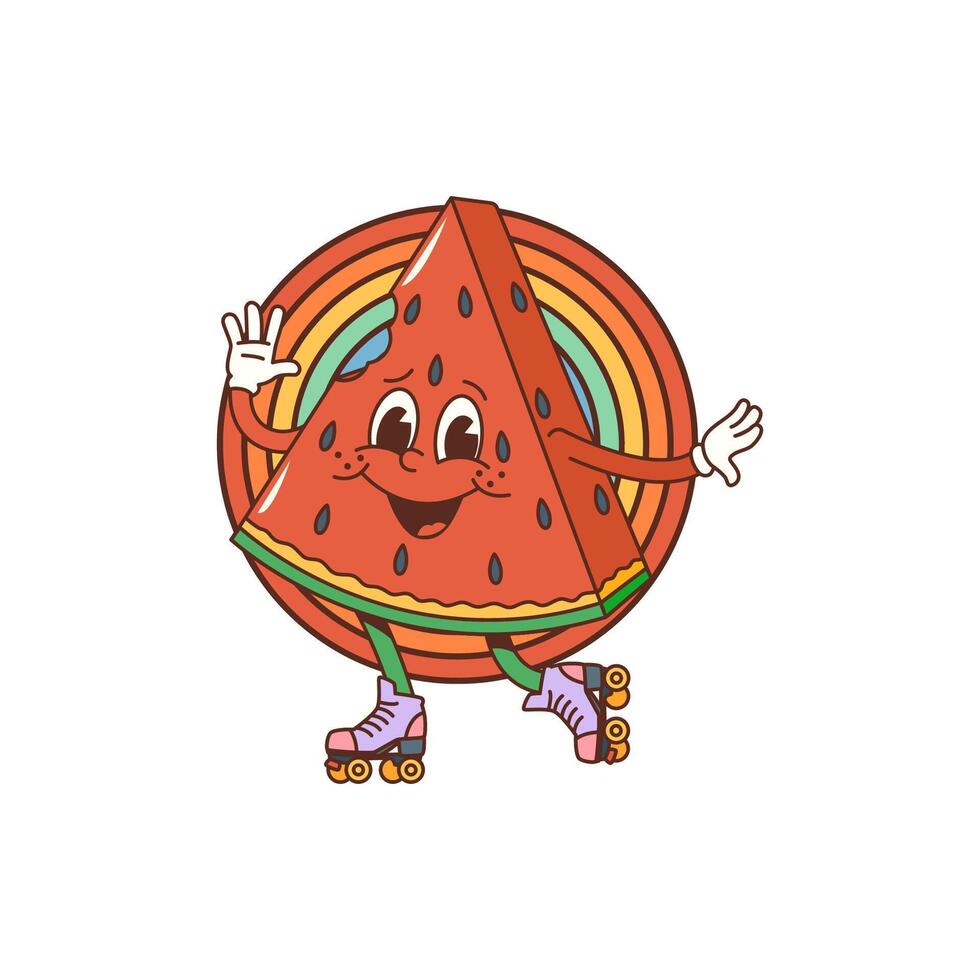 dessin animé sensationnel pastèque vecteur fruit personnage