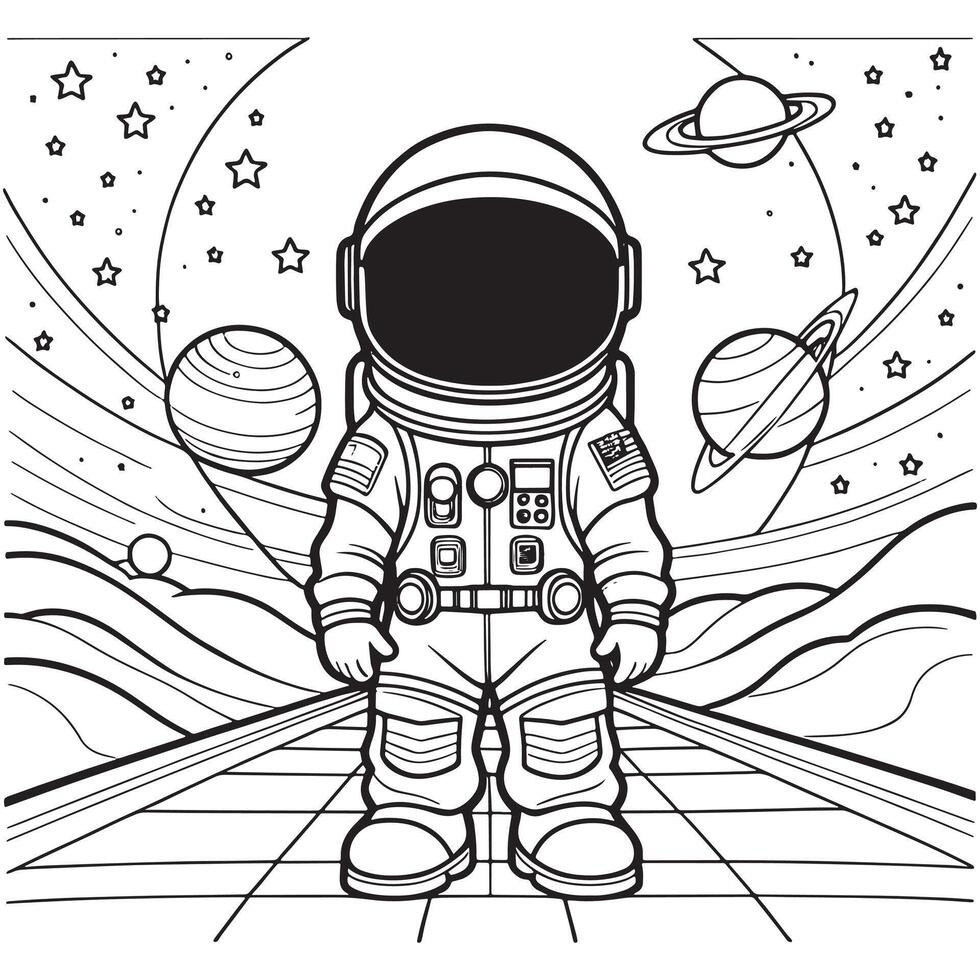 les enfants astronaute contour coloration page illustration pour les enfants et adulte vecteur