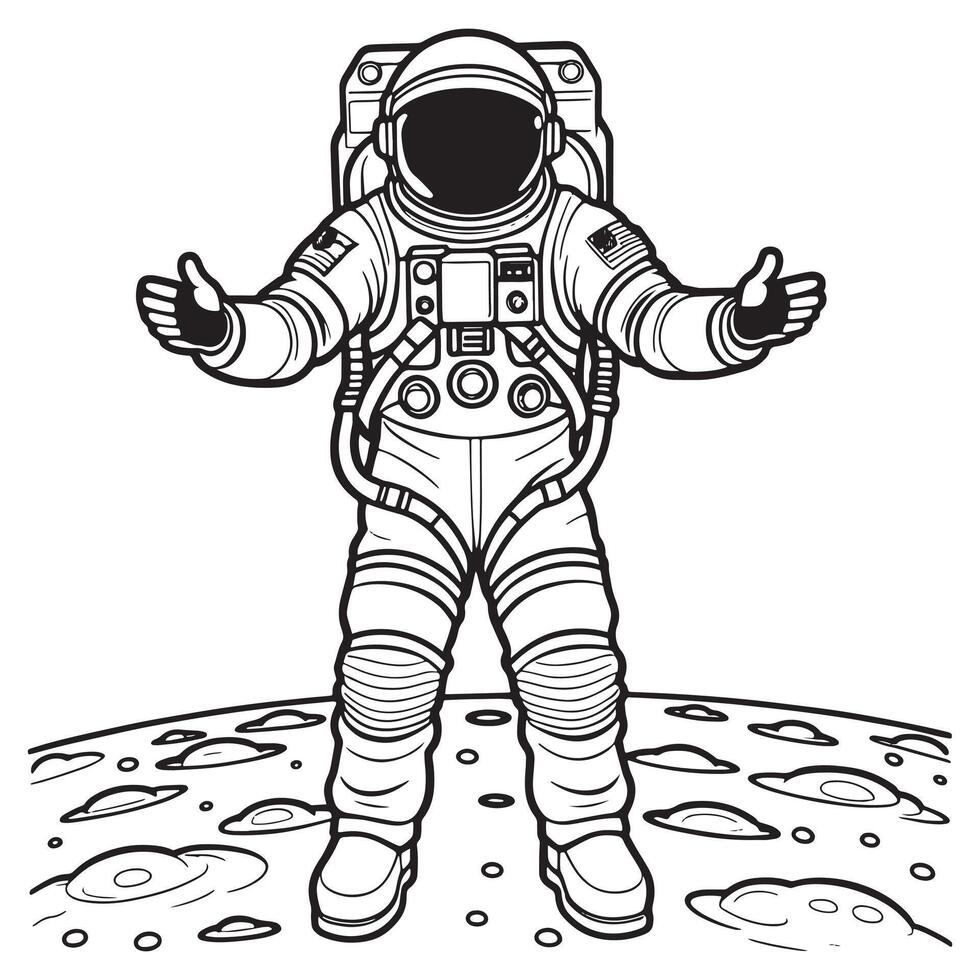 astronaute contour coloration page illustration pour les enfants et adulte vecteur