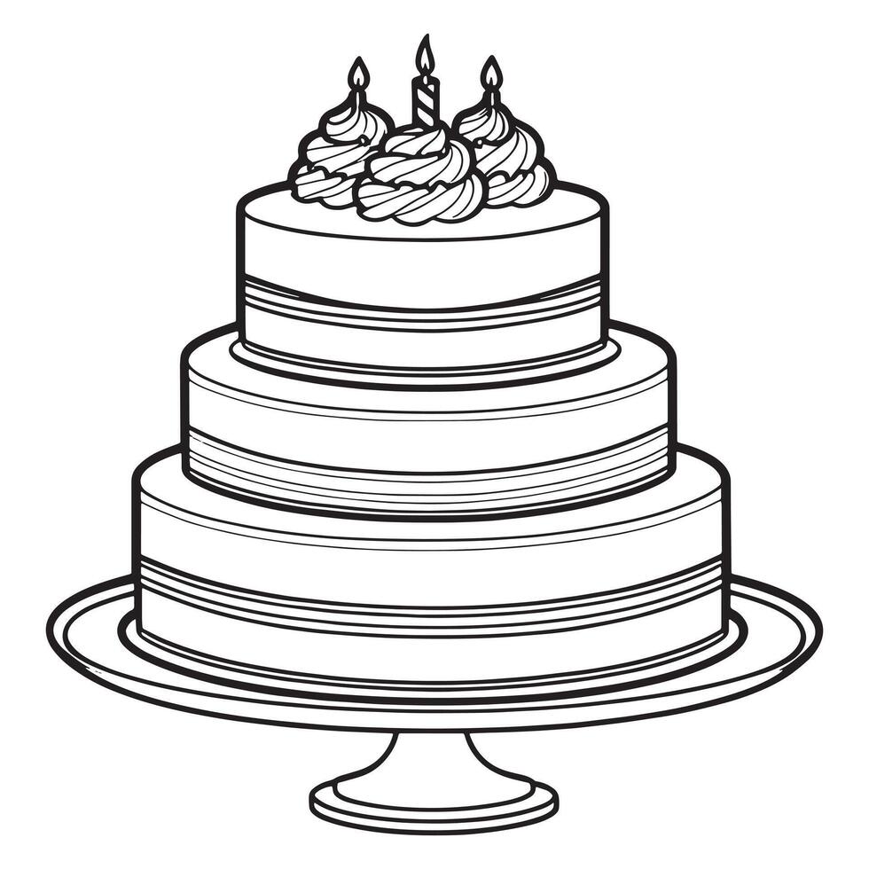 gâteau contour coloration page illustration pour les enfants et adulte vecteur