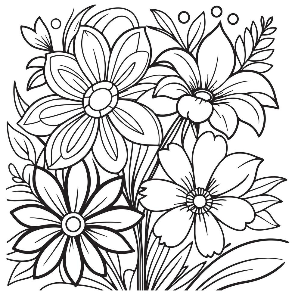 floral contour dessin coloration livre pages pour les enfants et adultes vecteur