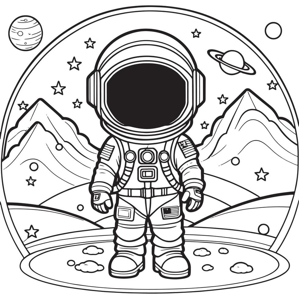 les enfants astronaute contour coloration page illustration pour les enfants et adulte vecteur