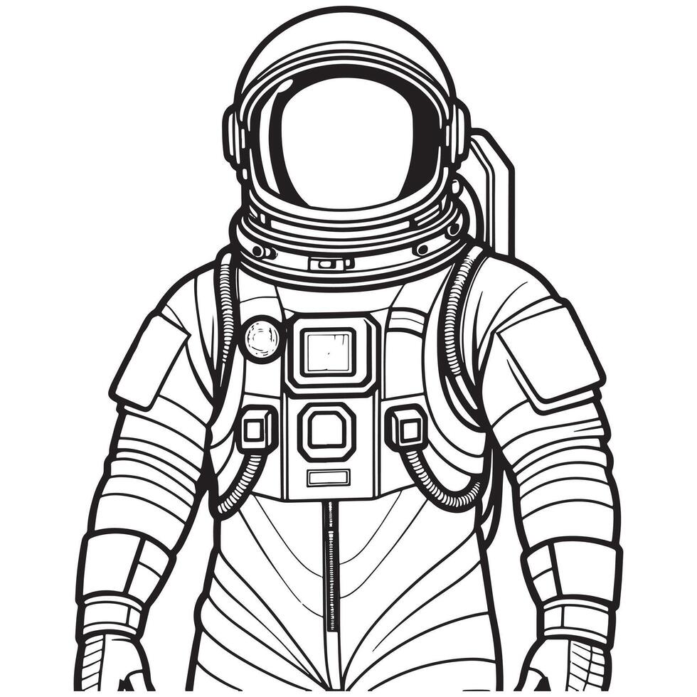 astronaute contour coloration page illustration pour les enfants et adulte vecteur