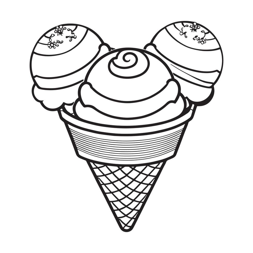 la glace crème contour coloration page illustration pour les enfants et adulte vecteur