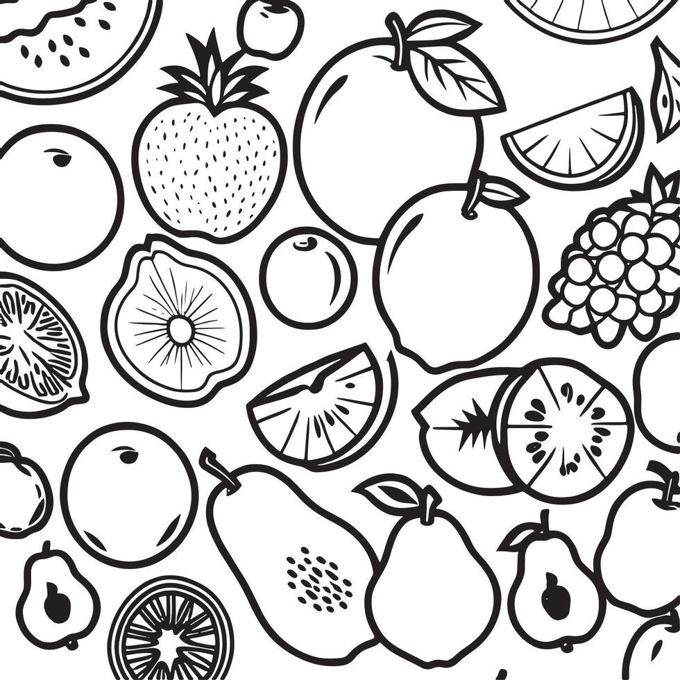 des fruits contour coloration page illustration pour les enfants et adulte vecteur