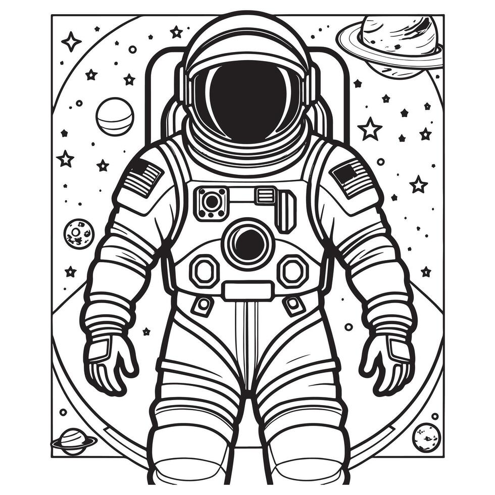 astronaute contour coloration page illustration pour les enfants et adulte vecteur