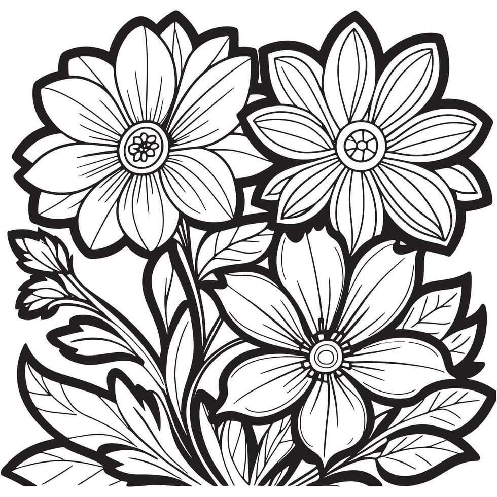 luxe floral contour dessin coloration livre pages ligne art esquisser vecteur