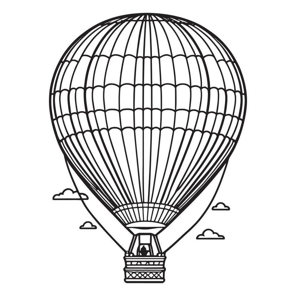 chaud air ballon contour coloration page illustration pour les enfants et adulte vecteur