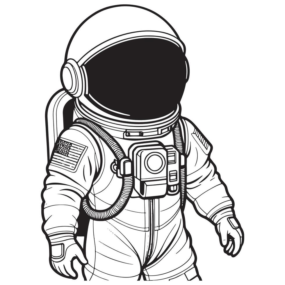 les enfants astronaute contour coloration page illustration pour les enfants et adulte vecteur