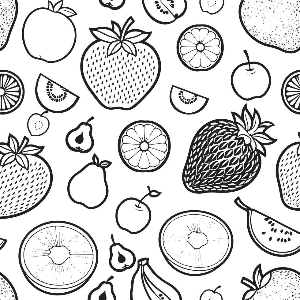 des fruits contour coloration page illustration pour les enfants et adulte vecteur