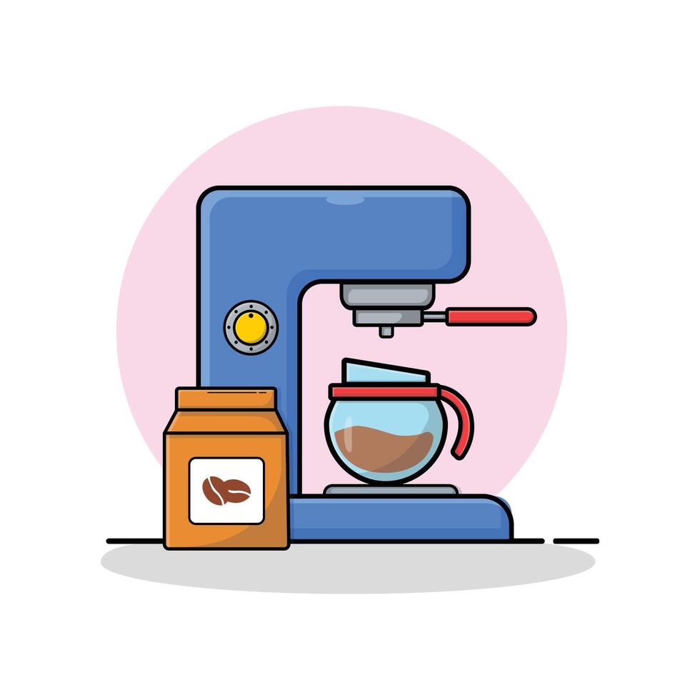 café broyeur machine vecteur illustration. cuisine équipement concept