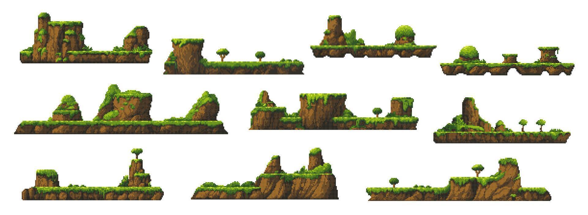 8 bits arcade pixel art Jeu forêt jungle plates-formes vecteur