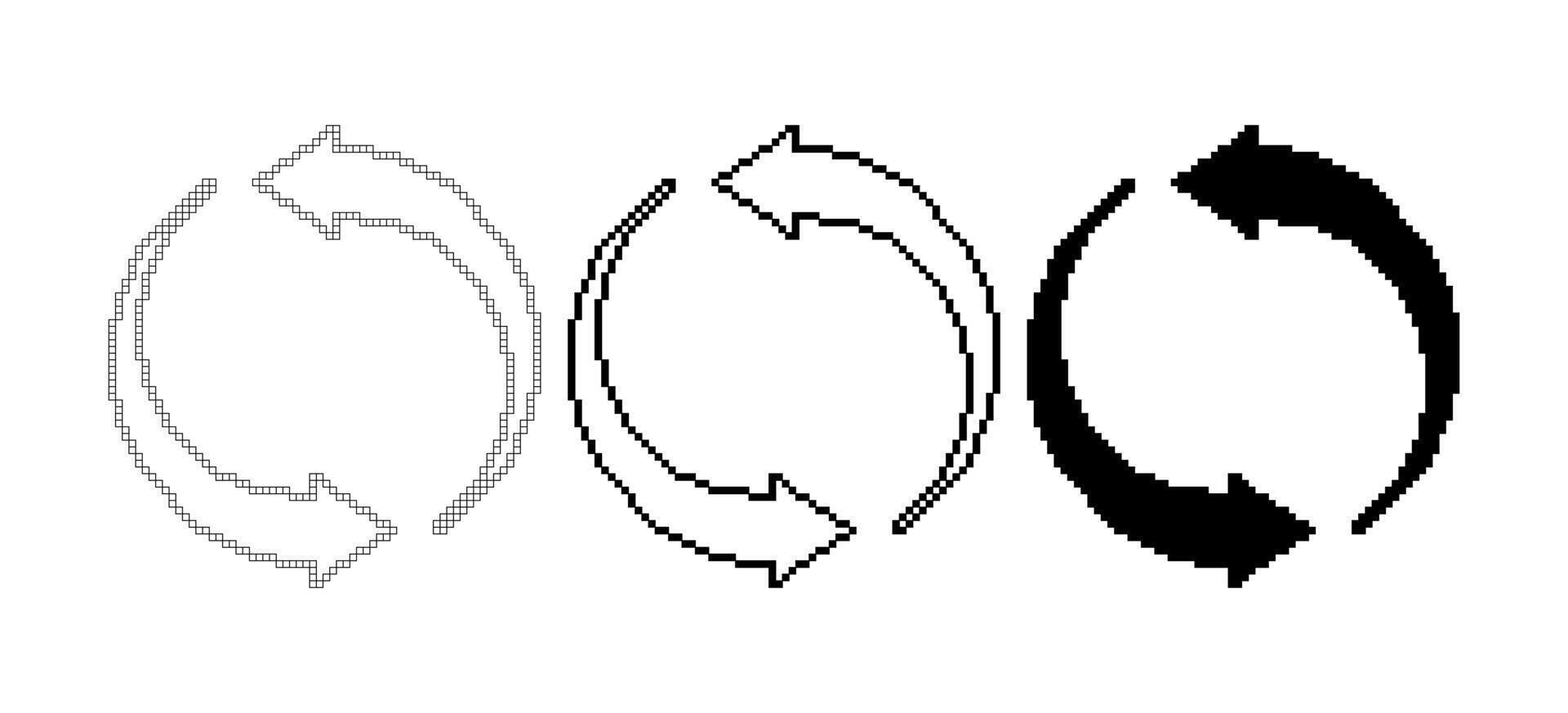 pixel art flèches recycler icône ensemble vecteur