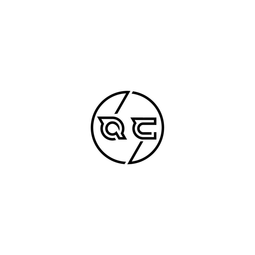 QC audacieux ligne concept dans cercle initiale logo conception dans noir isolé vecteur