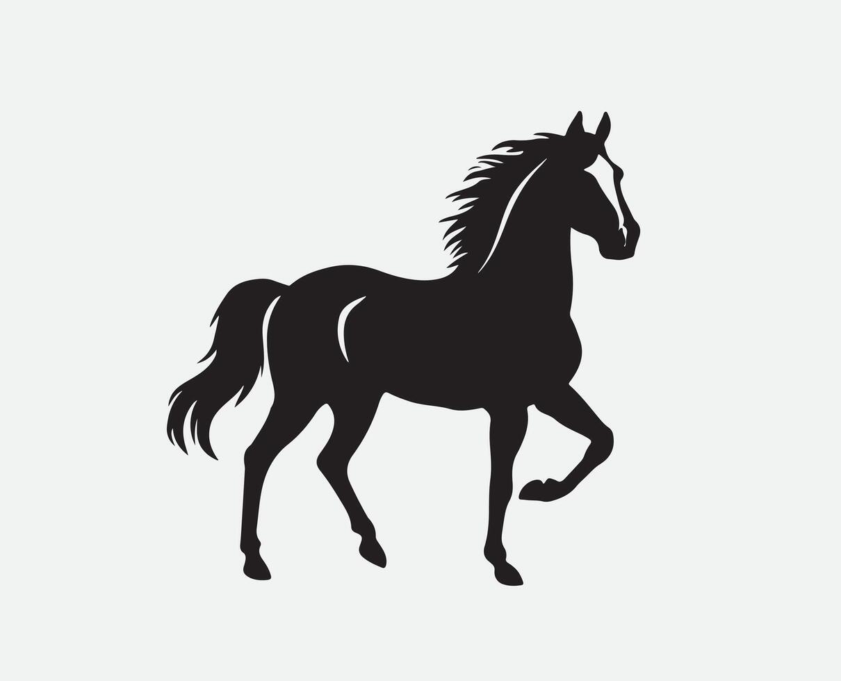 cheval silhouette isolé sur blanc vecteur