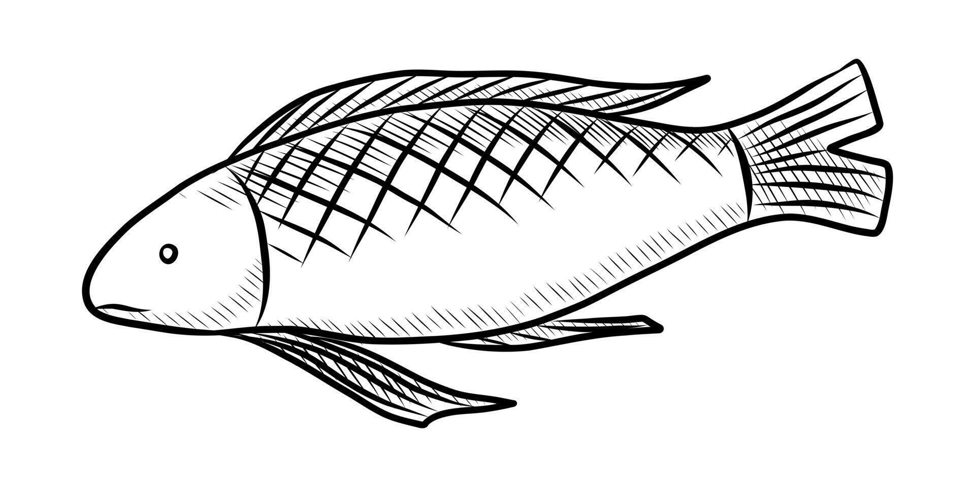 noir et blanc vecteur dessin de une poisson